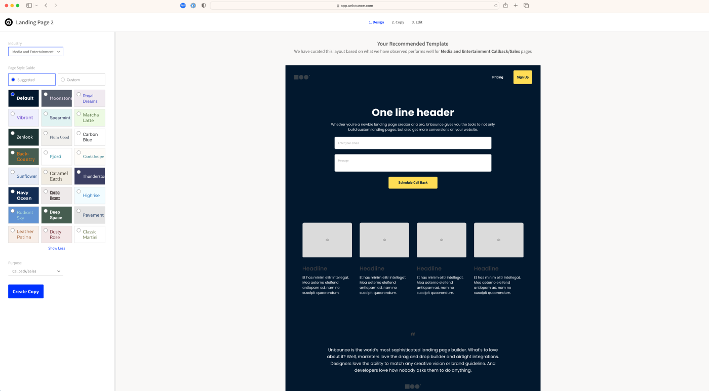 create a landing page for free
